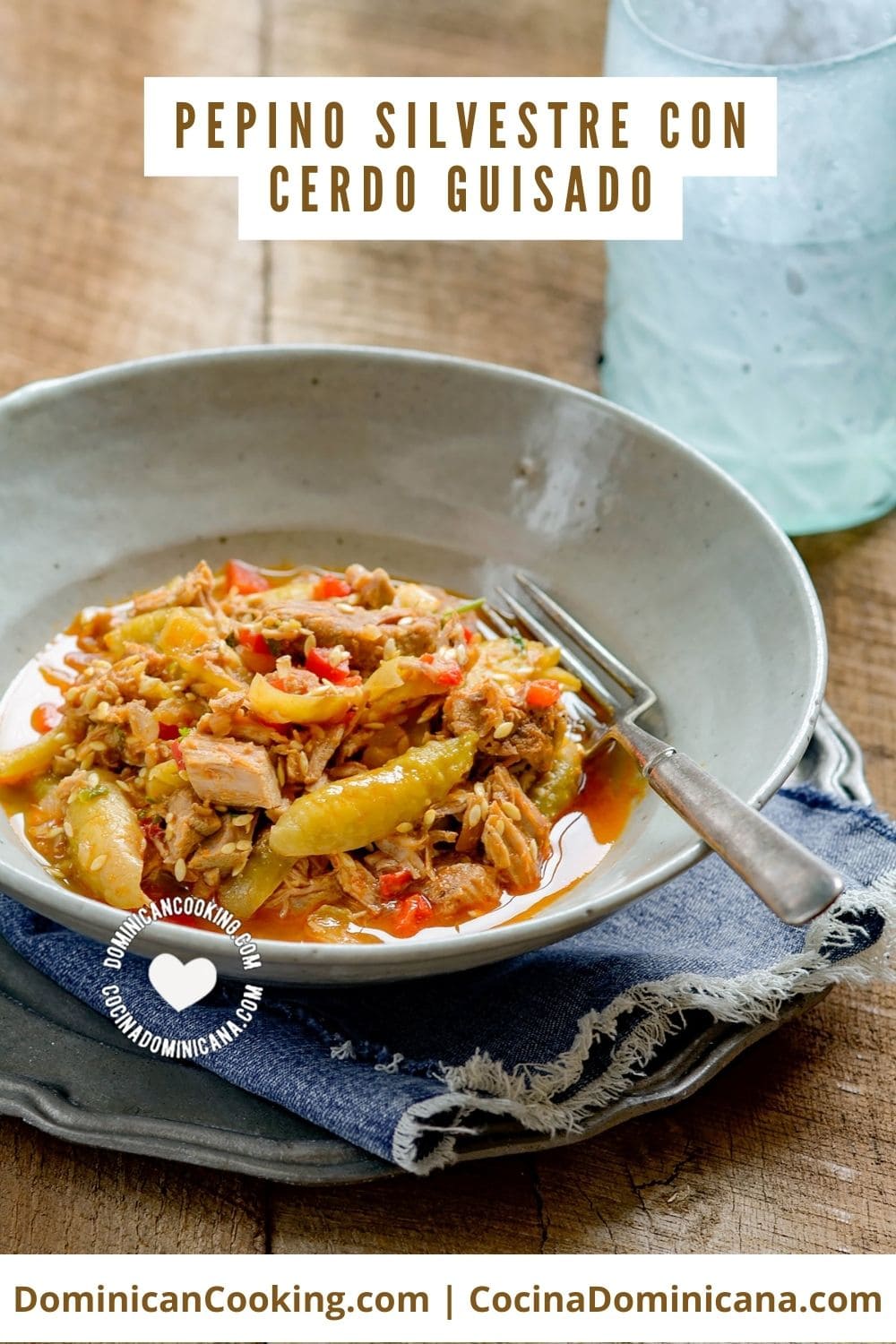 Receta de pepino silvestre con cerdo guisado.