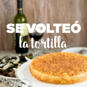 potato omelette with spanish text
