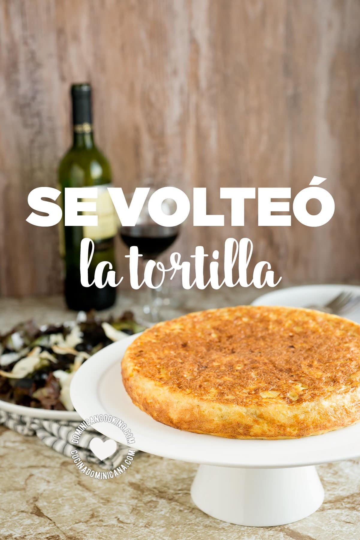 potato omelette with spanish text