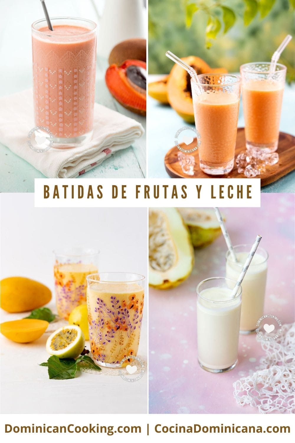 Batidas de frutas y leche.