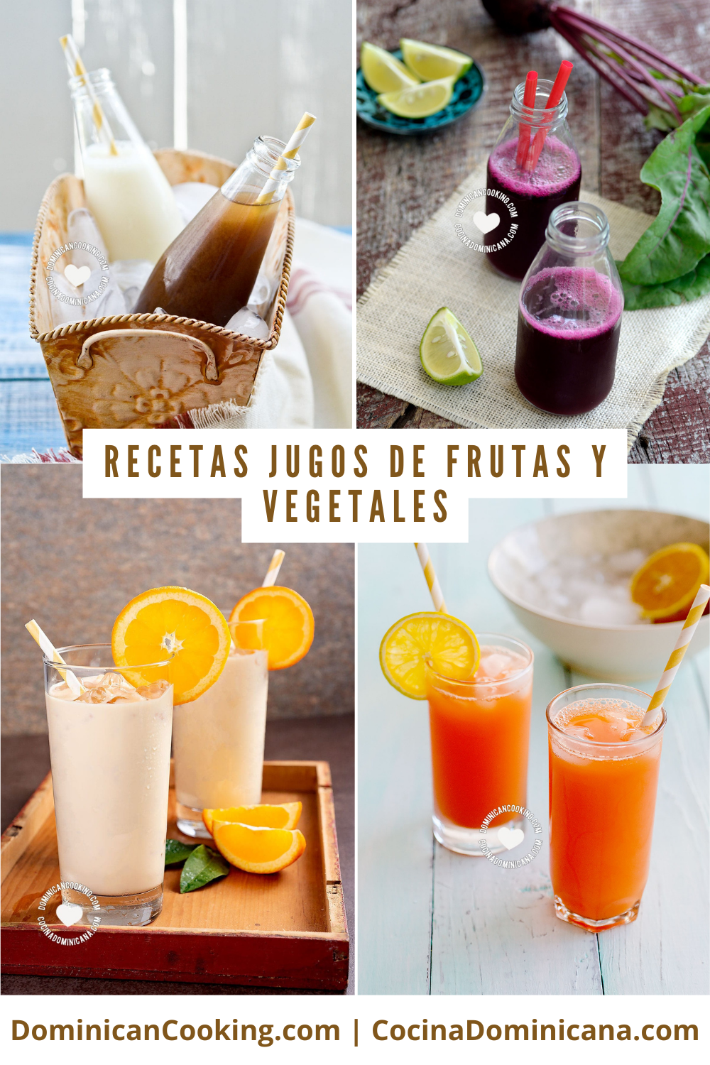 Recetas de jugos de frutas y vegetales.