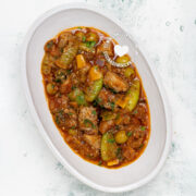 Pepino silvestre con cerdo guisado.