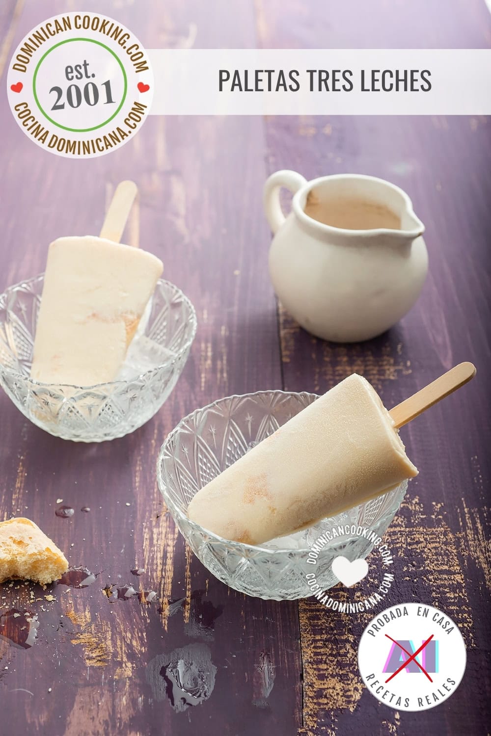 Receta paletas tres leches.