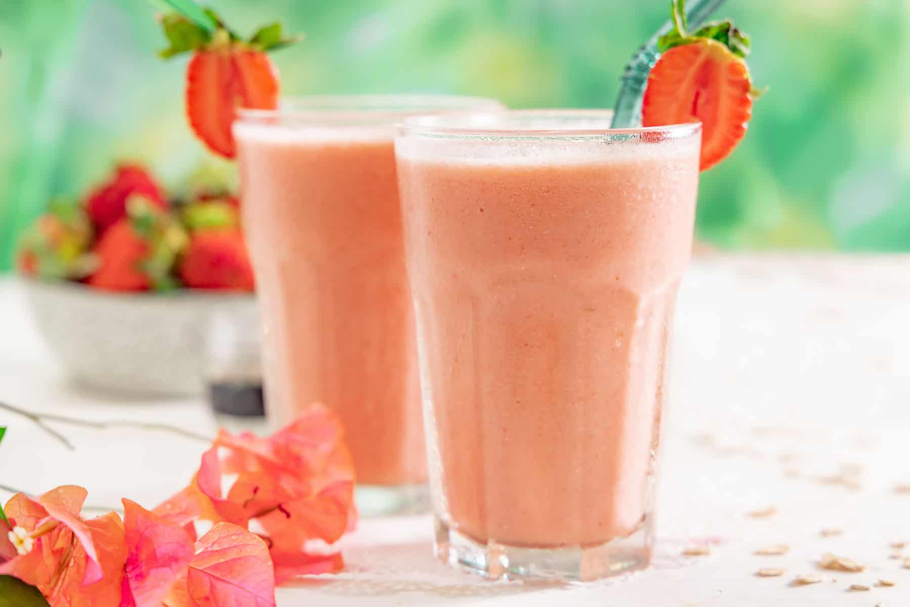 Batida de fresa y avena.
