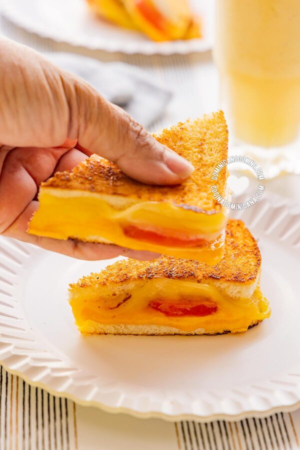 Sandwich derretido de queso.