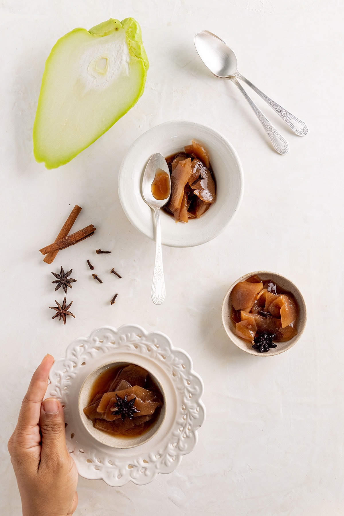 Dulce de tayota en almíbar.