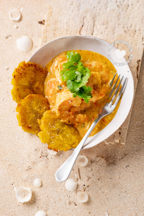 Camarones con coco y jenjibre.