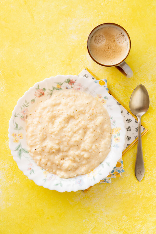 Arroz con leche salado.